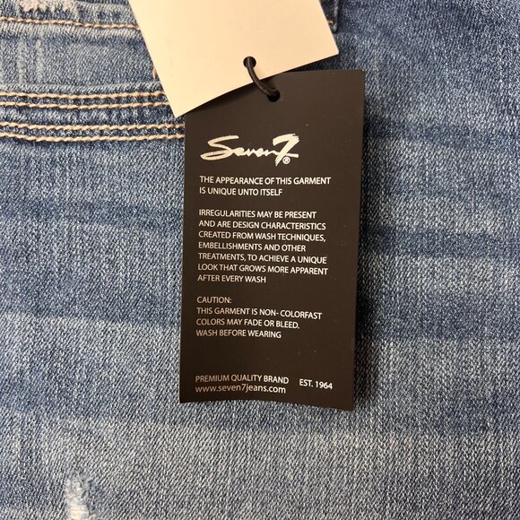 Seven7 Women's Denim Shorts Distressed Frayed Hem Size 12 Blue - Picture 4 of 10